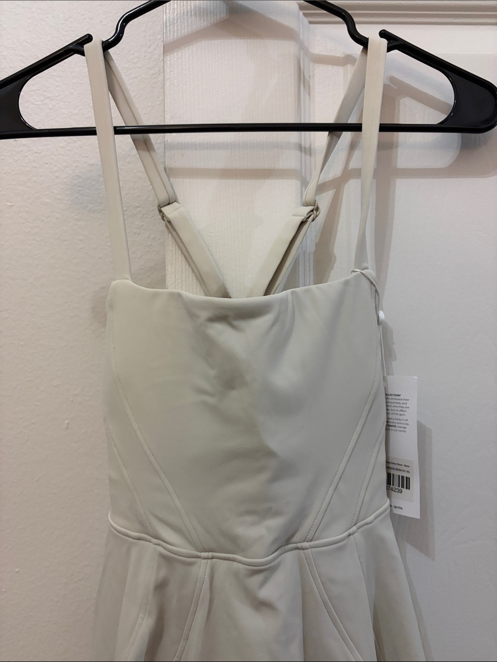 Buffunny Sleeveless Bone Color Fit-and-Flare Dress with Adjustable Straps
